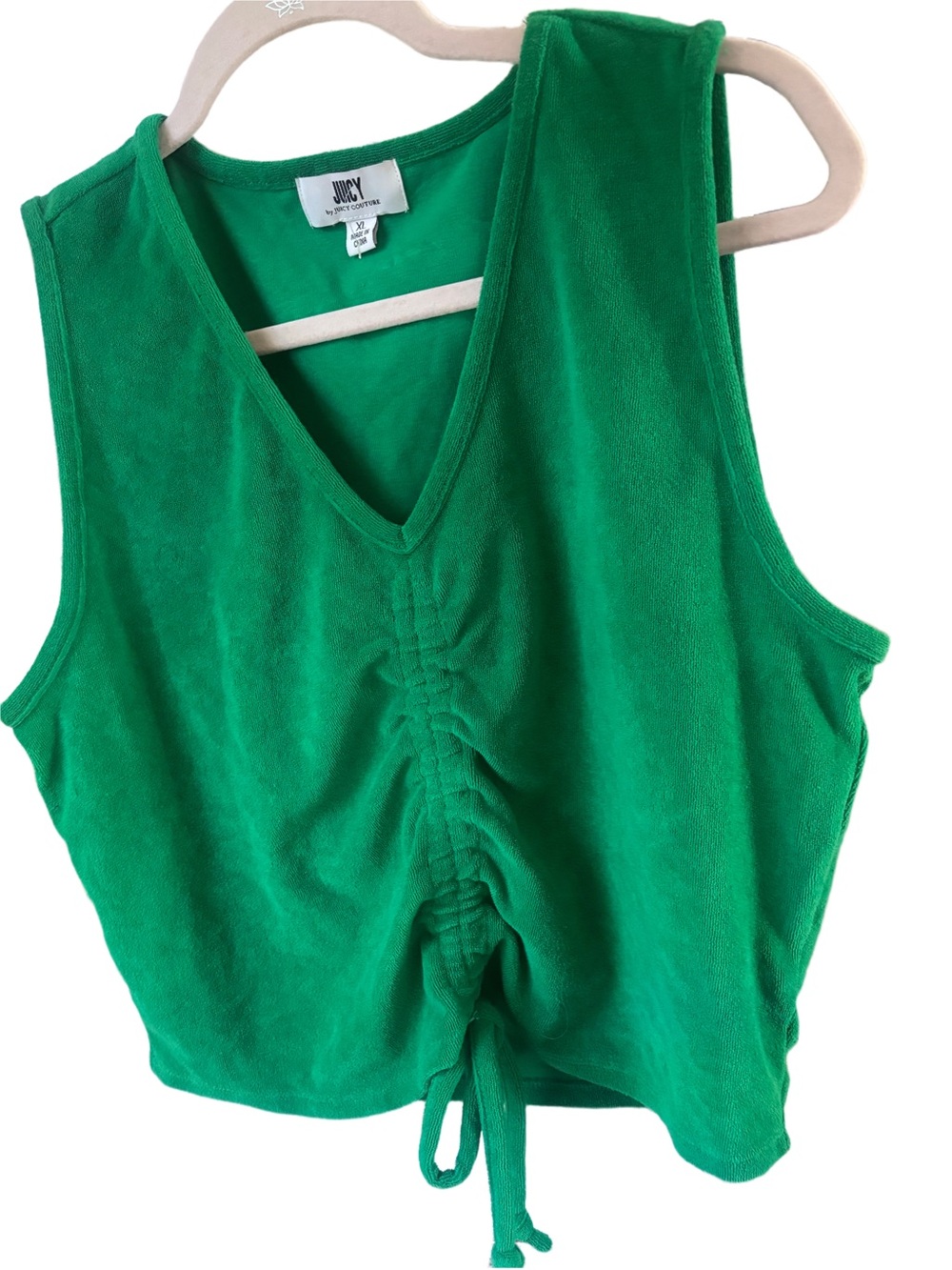 Juicy Couture Emerald Green V-Neck Ruched Tank